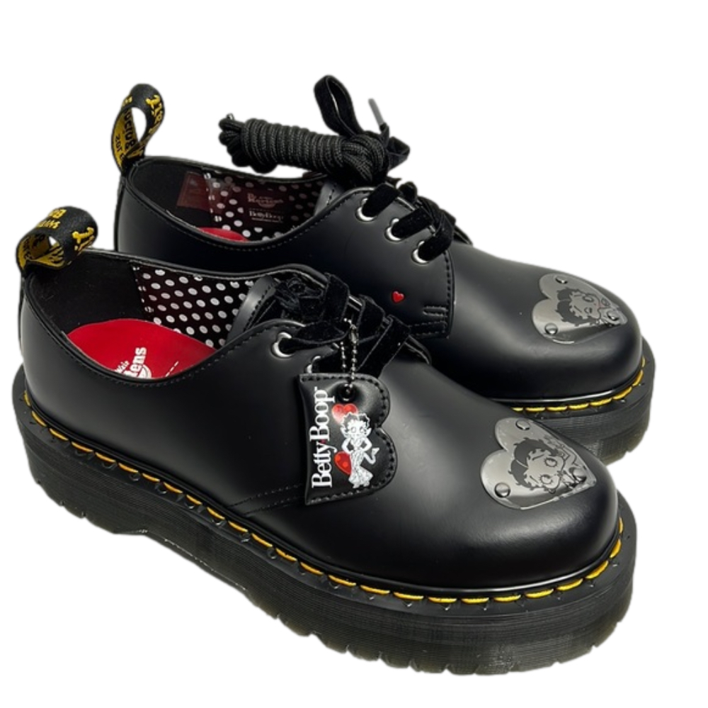 ***SOLD***NWT Dr. Marten Betty Boop Collab Black Leather Platform Shoes - Picture 1 of 11